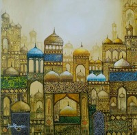 Javed Qamar, 15 x 15 inch, Acrylic on Canvas, Calligraphy Painting, AC-JQ-198
